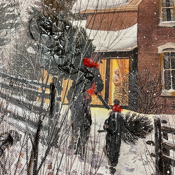 Rare D.R. Laird Limited Edition Canvas Print Preparations Christmas Tree - Picture 3 of 12